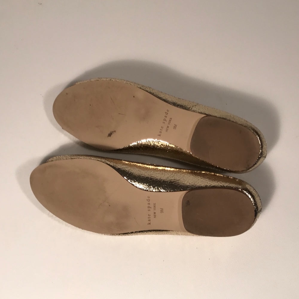 Kate Spade Gold Peep Toe Flats Women 9 M_7